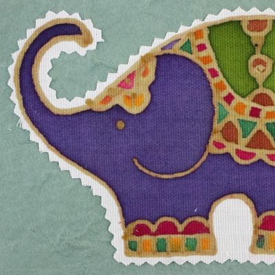 Alternate image for Four Colorful Batik Elephant Greeting Cards from Thailand Well-Wishing Elephants
