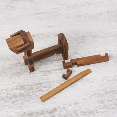 Alternate image for Handcrafted Wood Dog-Shaped Puzzle from Thailand Excited Puppy