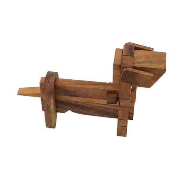 Alternate image for Handcrafted Wood Dog-Shaped Puzzle from Thailand Excited Puppy