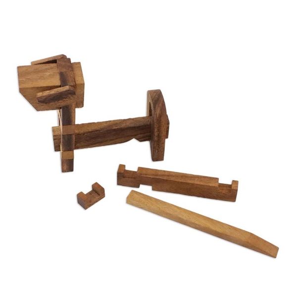 Alternate image for Handcrafted Wood Dog-Shaped Puzzle from Thailand Excited Puppy