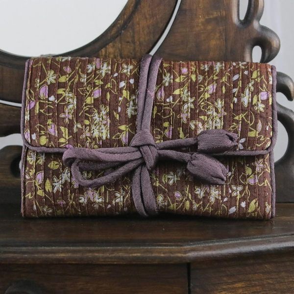 Alternate image for Rayon and Silk Blend Jewelry Roll in Brown from Thailand Fashion Garden