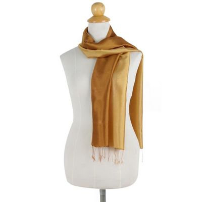 Alternate image for Golden Ombr Rayon and Silk Blend Scarf for Women Golden Brown Shimmer
