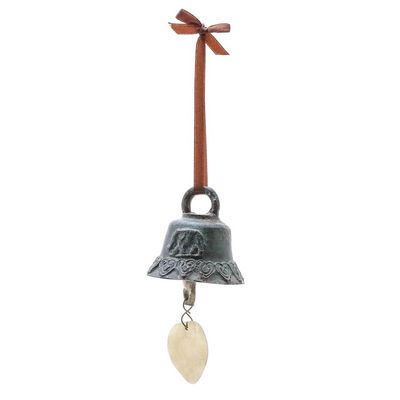 Alternate image for Antiqued Elephant Motif Brass Bell from Thailand Traditional Sound