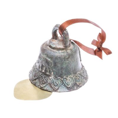 Alternate image for Antiqued Elephant Motif Brass Bell from Thailand Traditional Sound