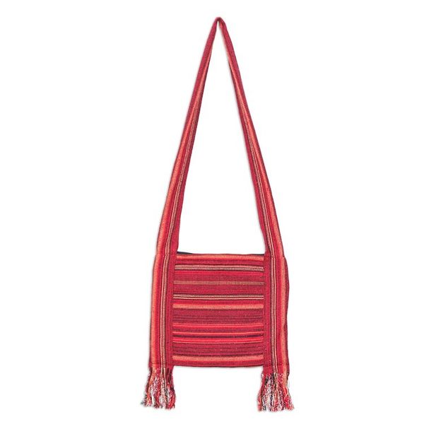 Alternate image for Traditional Elephant-Themed Floral Red Sling with Fringes Elephants Delight