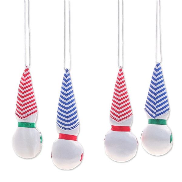 Alternate image for Set of Four Satin Snowmen Ornaments with Aluminum Bells Snowy Kids