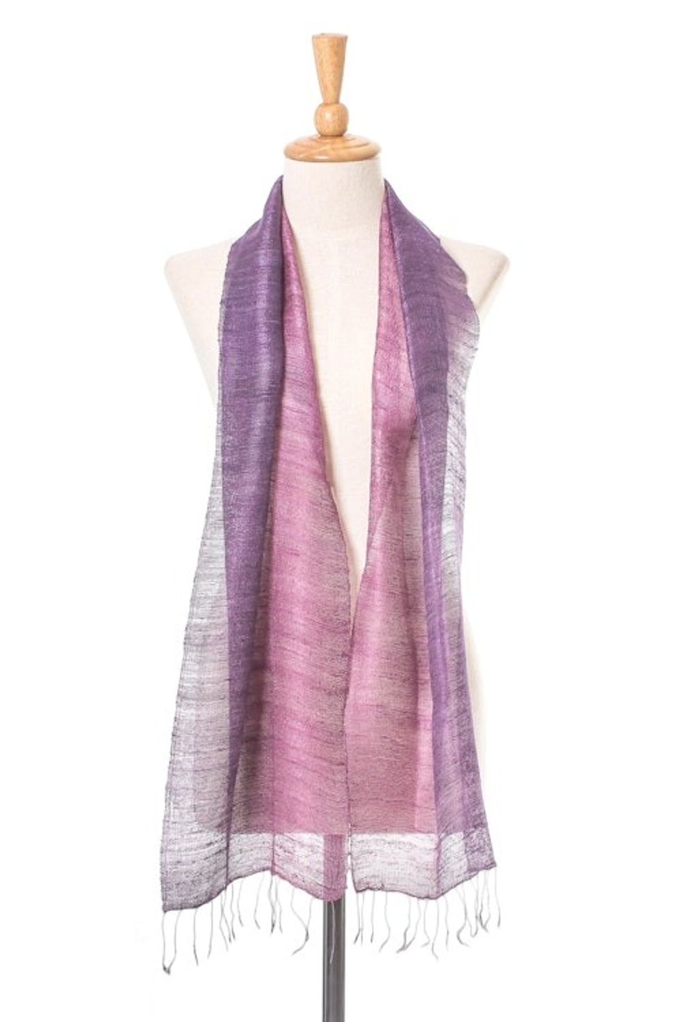 Pink and Purple Silk Scarf from Thailand 'Bold Orchid'