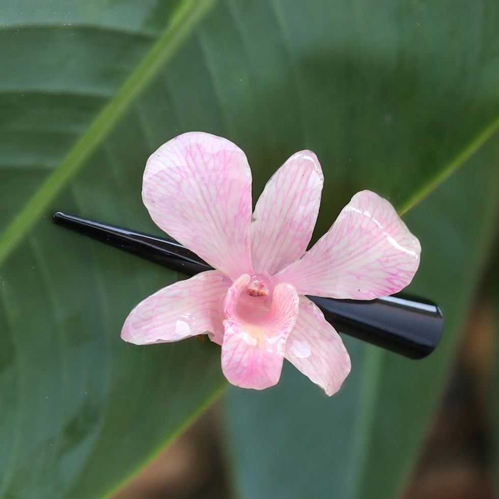 Natural Pale Pink Thai Orchid Hair Clip 'Pink Orchid Love'