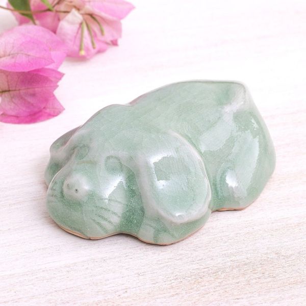 Alternate image for Green Celadon Ceramic Figurine Scolded Pup
