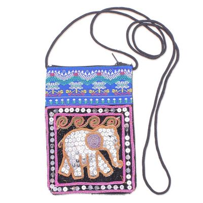 Alternate image for Multicolored Fabric Sling Bag Elephant Glitz