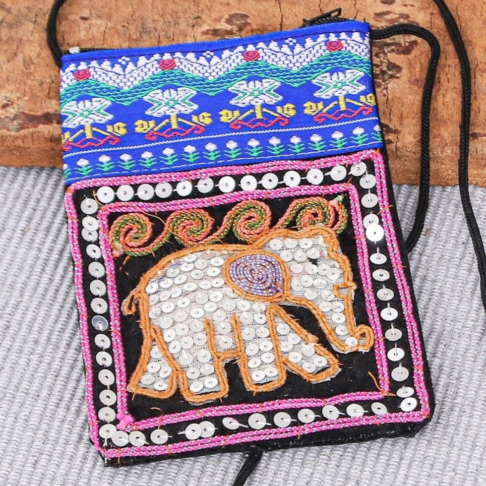 Multicolored Fabric Sling Bag 'Elephant Glitz'