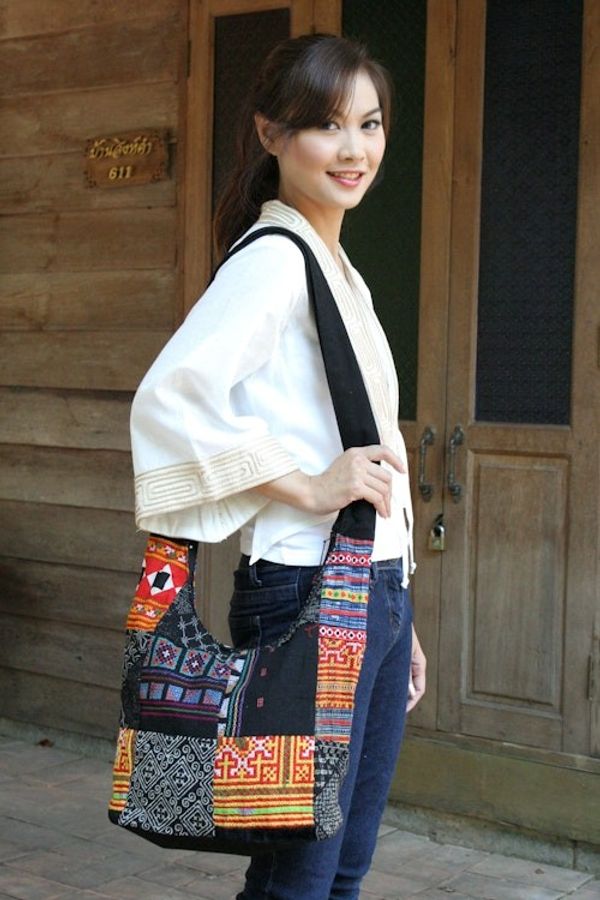 Alternate image for Cotton sling tote bag Hmong Colors