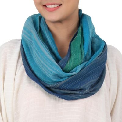 Alternate image for Artisan Crafted 100 Cotton Infinity Scarf from Thailand Seaside Breezes