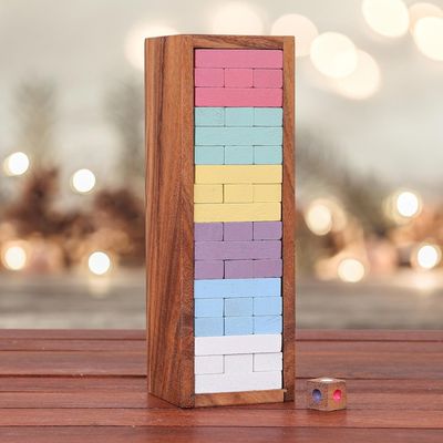 Alternate image for Thai Raintree Wood Stacking Puzzle Colorful Balance in Medium