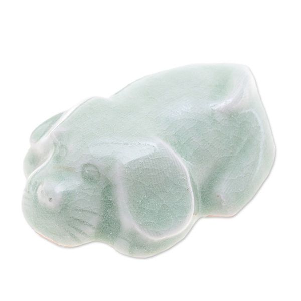 Alternate image for Green Celadon Ceramic Figurine Scolded Pup