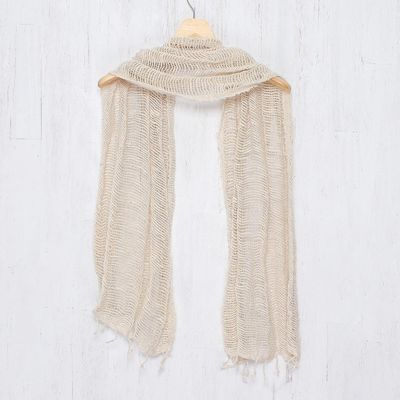 Alternate image for Natural Cotton Hand Woven Shawl Wrap from Thailand Breeze of Nature