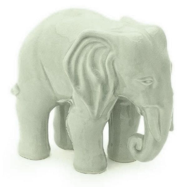 Alternate image for Unique Celadon Ceramic Sculpture Elephant Grace