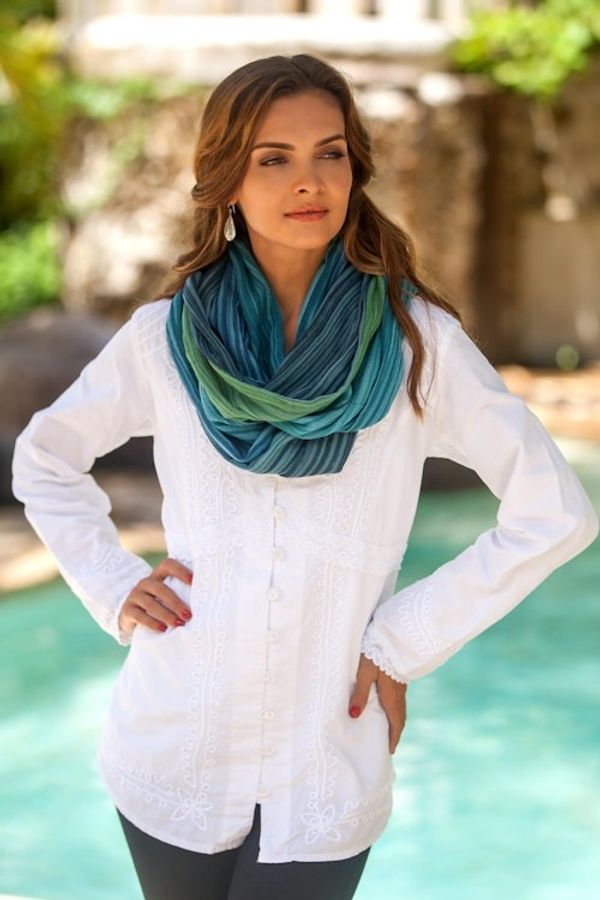 Alternate image for Artisan Crafted 100 Cotton Infinity Scarf from Thailand Seaside Breezes