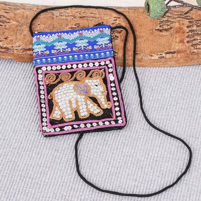 Alternate image for Multicolored Fabric Sling Bag Elephant Glitz