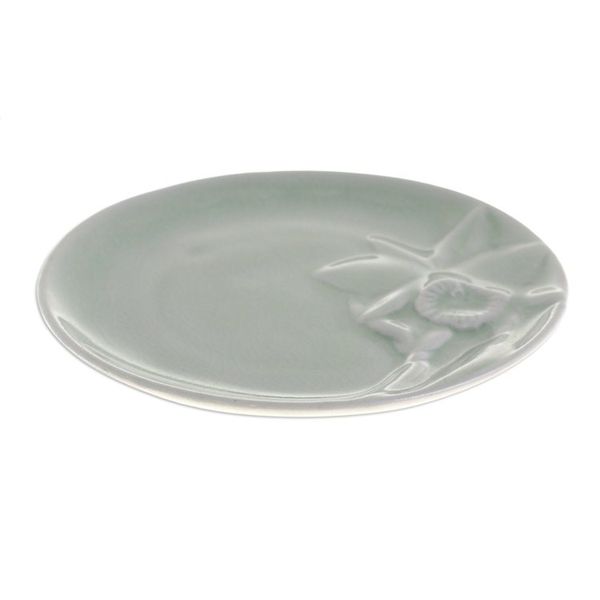 Alternate image for Green Floral Celadon Ceramic Dessert Plate Lanna Orchid