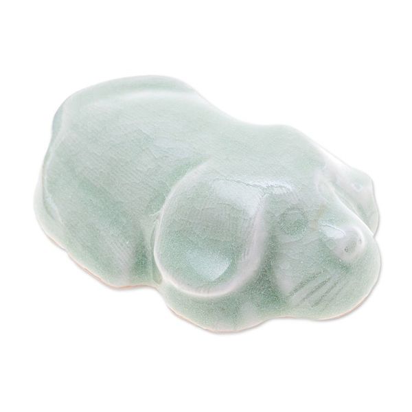 Alternate image for Green Celadon Ceramic Figurine Scolded Pup