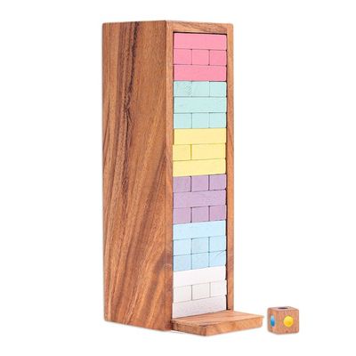 Alternate image for Thai Raintree Wood Stacking Puzzle Colorful Balance in Medium