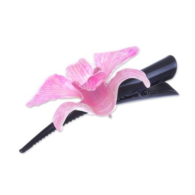 Alternate image for Natural Pale Pink Thai Orchid Hair Clip Pink Orchid Love