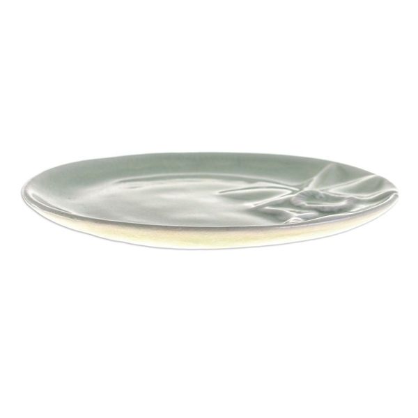 Alternate image for Green Floral Celadon Ceramic Dessert Plate Lanna Orchid