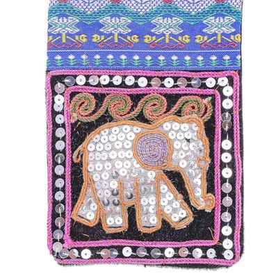 Alternate image for Multicolored Fabric Sling Bag Elephant Glitz