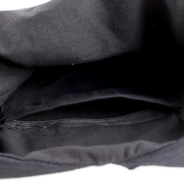Alternate image for Black and Blue Cotton Blend Shoulder Bag from Thailand Thai Siam