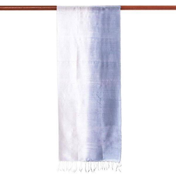 Alternate image for Ombre Grey Silk Scarf with Fringe from Thailand Silvery Glow