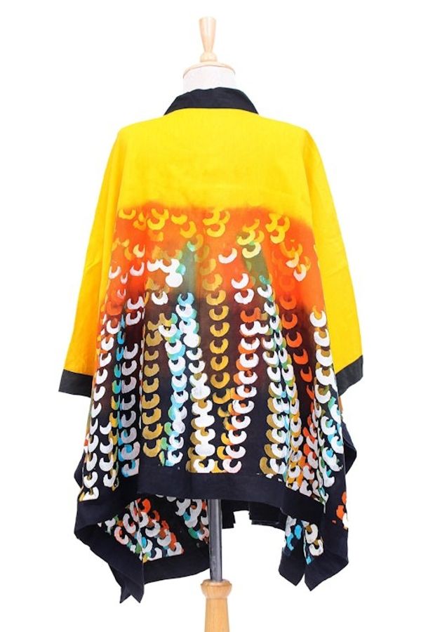 Alternate image for Hand Crafted Linen Batik Kimono Jacket Lucky Yellow