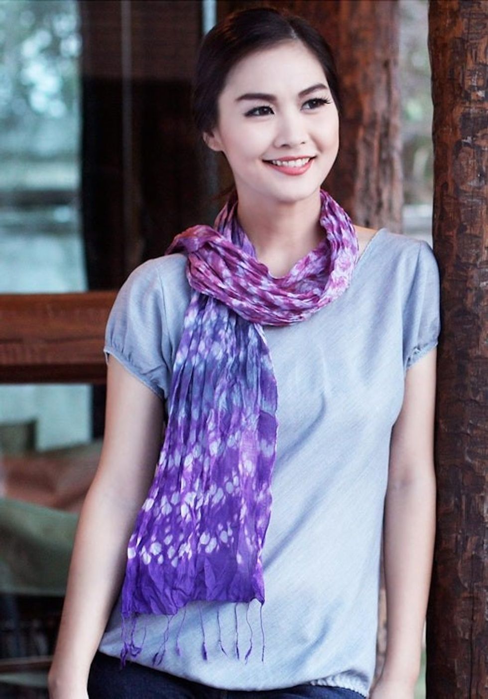 Tie-dyed scarf 'Fabulous Amethyst'