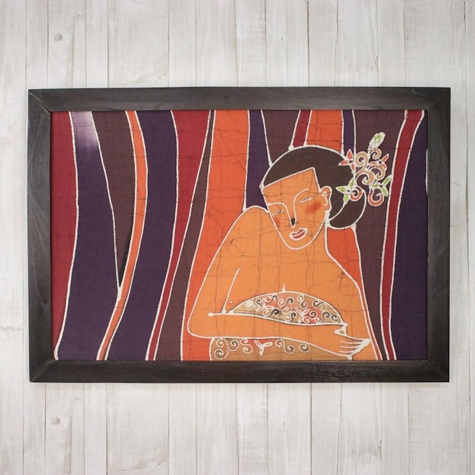 Batik Cotton Wall Art 'The Beautiful Woman'