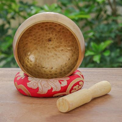 Alternate image for Handmade Brass Alloy Singing Bowl Set 3 Pcs Hammered Mantra