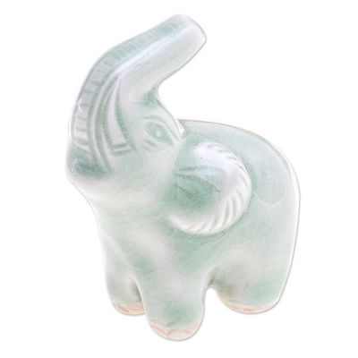 Alternate image for Green Celadon Ceramic Figurine Happy Elephant in Green