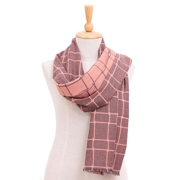 Alternate image for Hand Made Gridded Cotton Scarf Warm City