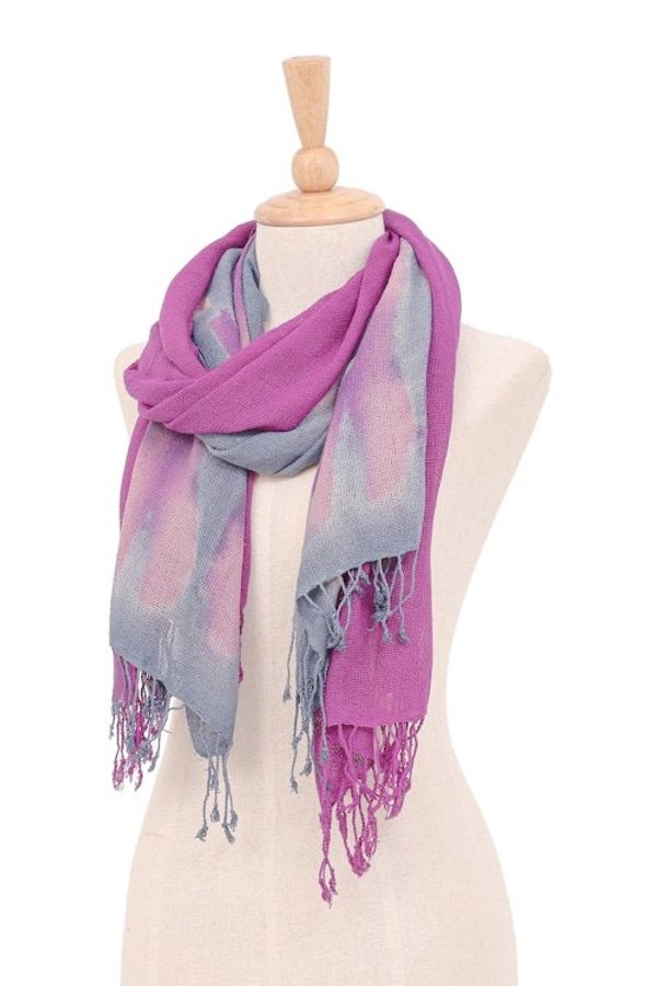 Alternate image for Hand-Woven Batik Silk Scarves in Purple and Grey Pair Stormy Sky