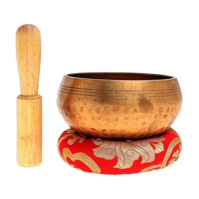 Alternate image for Handmade Brass Alloy Singing Bowl Set 3 Pcs Hammered Mantra