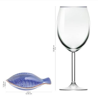 Alternate image for Fish-Shaped Blue Ceramic Appetizer Bowls Set of 4 Festive Fish