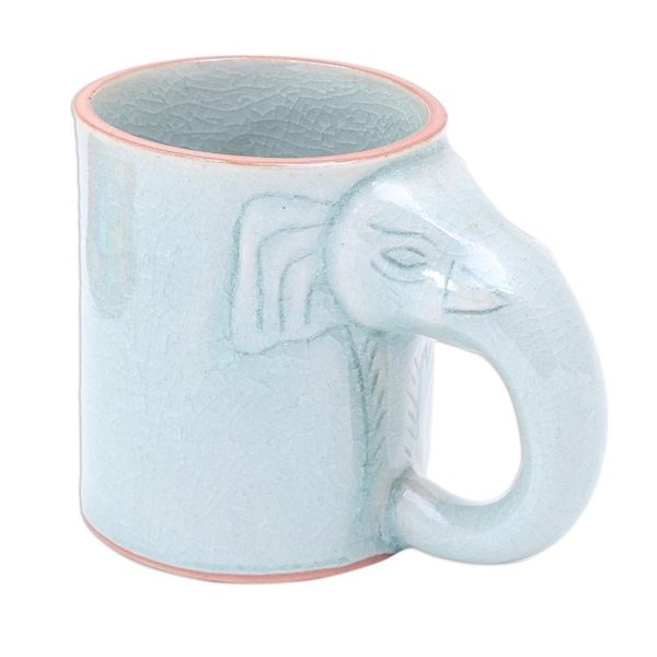Alternate image for Hand Crafted Celadon Ceramic Elephant Mug Calming Cup