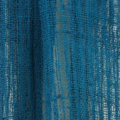 Alternate image for Teal Silk Scarf Crafted from Hand Spun Yarns in Thailand Summer Teal