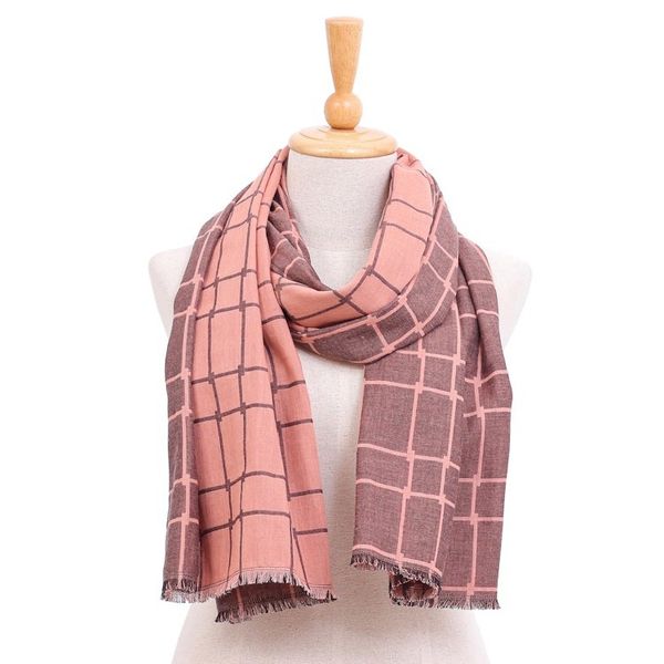 Alternate image for Hand Made Gridded Cotton Scarf Warm City