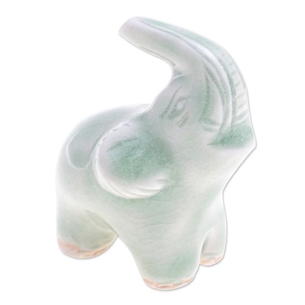 Alternate image for Green Celadon Ceramic Figurine Happy Elephant in Green