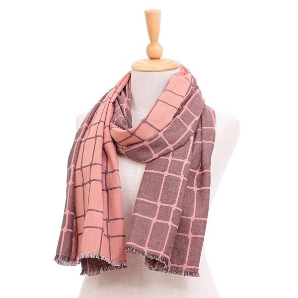Alternate image for Hand Made Gridded Cotton Scarf Warm City