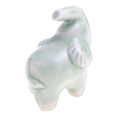 Alternate image for Green Celadon Ceramic Figurine Happy Elephant in Green