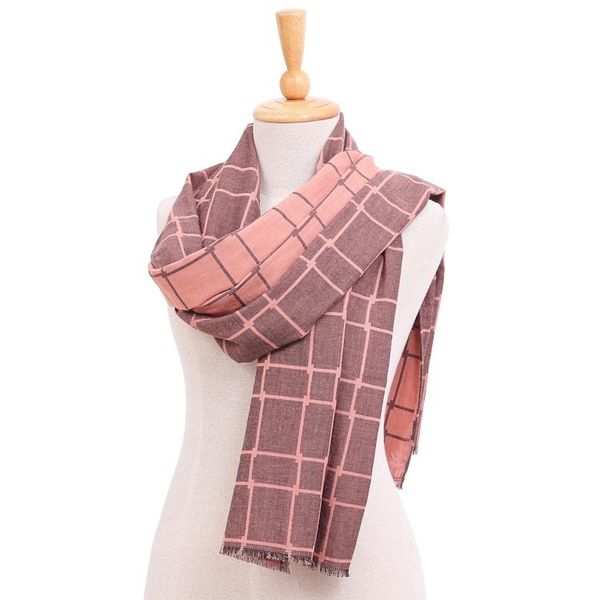 Alternate image for Hand Made Gridded Cotton Scarf Warm City