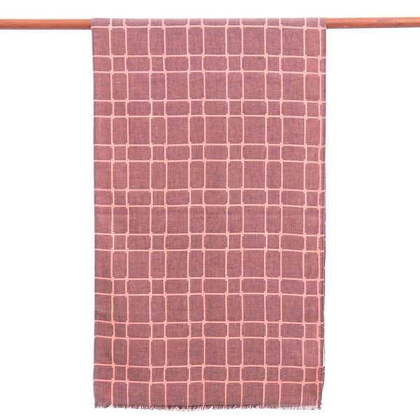Alternate image for Hand Made Gridded Cotton Scarf Warm City