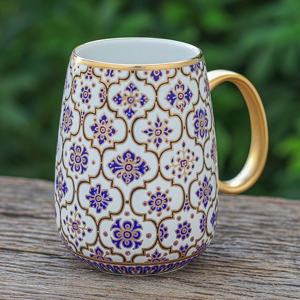 Hand-Painted Ceramic Mug 'Royal Pagoda'