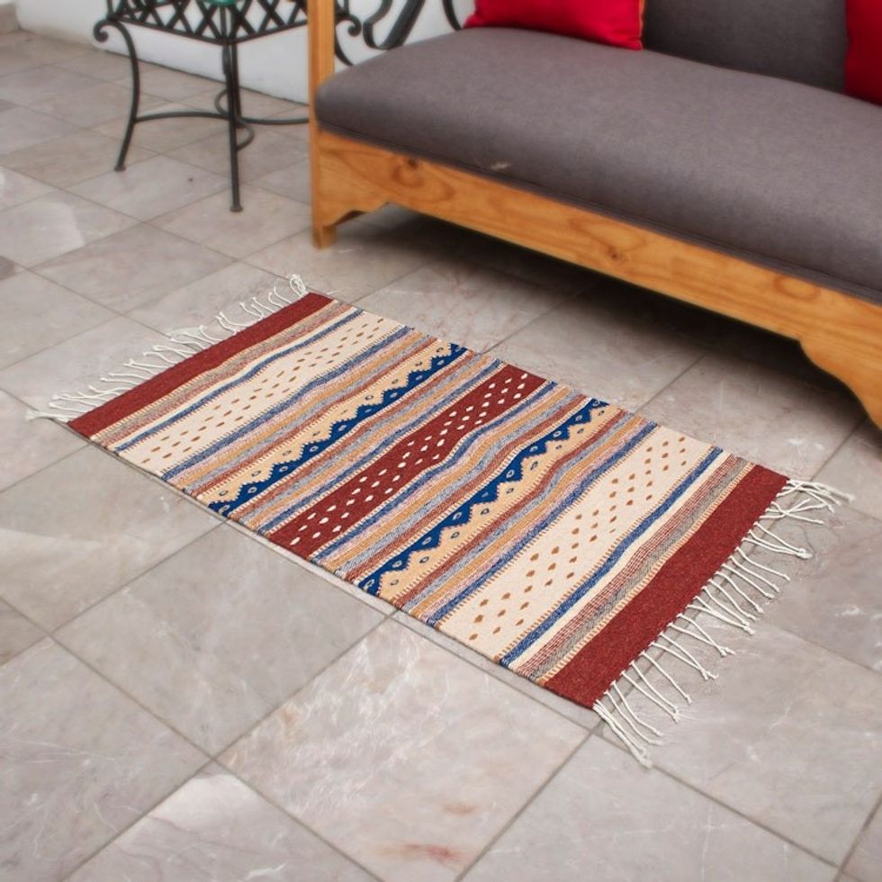 Multicolored Wool Area Rug 2x3 'Desert Hills'